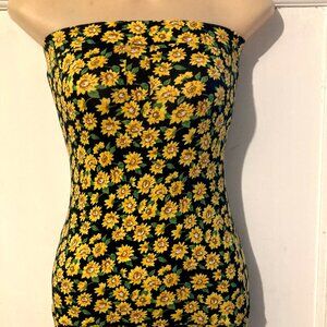 DIVA Women's Vibrant STRETCH Sunflowers Strapless Top ~ Sz S